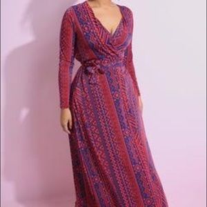Aztec Print Red Maxi Wrap Dress with POCKETS!!!!!